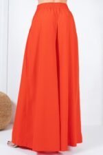 Large Hem Wide Leg Pleated Solid Pants - Image 18