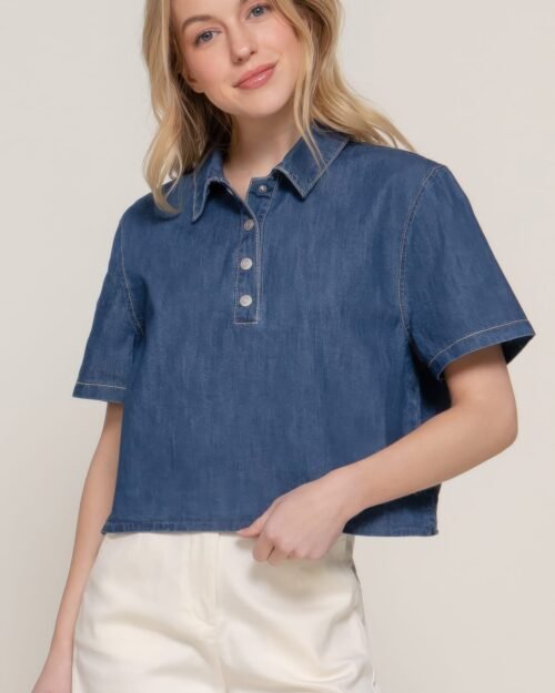 Short Sleeve Boxy Denim Shirt