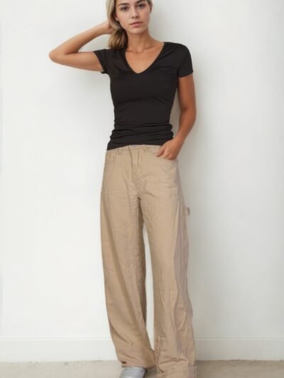 Ribbed V-neck Short Sleeve Top Ribbed V-neck Short Sleeve Top