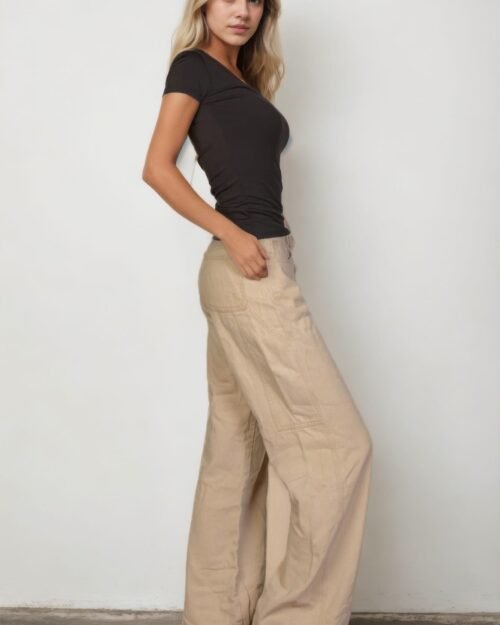 ribbed v-neck short sleeve top