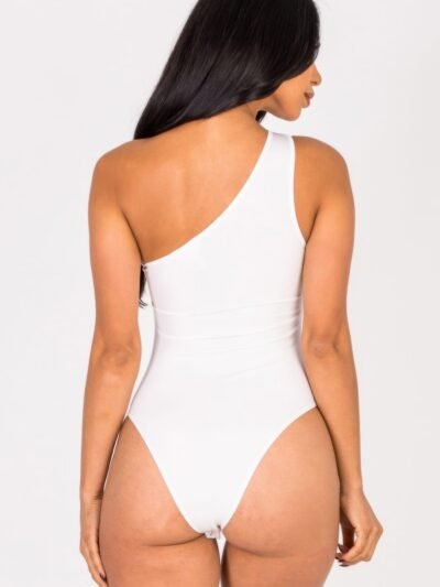 Ribbed Knit Cut Out One Shoulder Bodysuit Ribbed Knit Cut Out One Shoulder Bodysuit