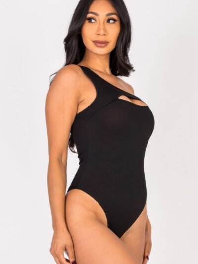 Ribbed Knit Cut Out One Shoulder Bodysuit Ribbed Knit Cut Out One Shoulder Bodysuit