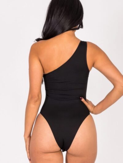 Ribbed Knit Cut Out One Shoulder Bodysuit Ribbed Knit Cut Out One Shoulder Bodysuit