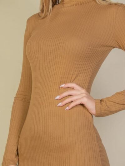 Ribbed Mock Neck Bodycon Mini Dress