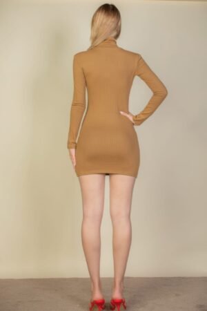 Ribbed Mock Neck Bodycon Mini Dress Ribbed Mock Neck Bodycon Mini Dress