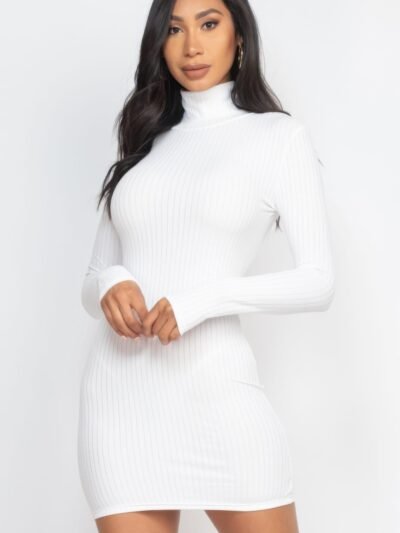 Ribbed Mock Neck Bodycon Mini Dress
