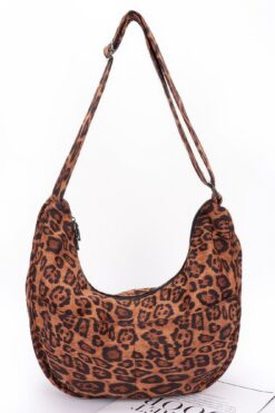 leopard print crossbody bag with double pockets