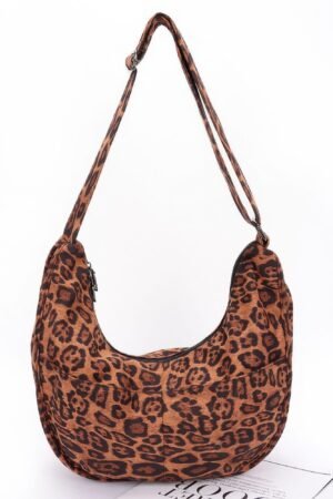leopard print crossbody bag with double pockets