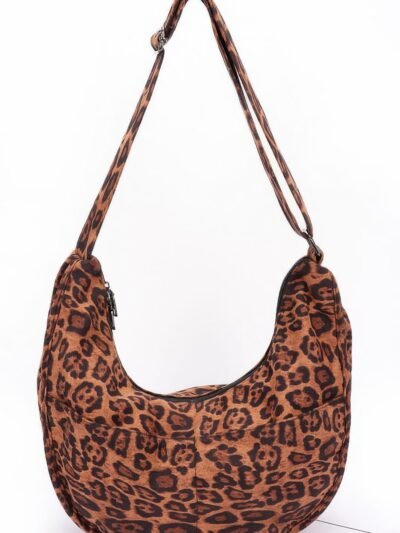 leopard print crossbody bag with double pockets
