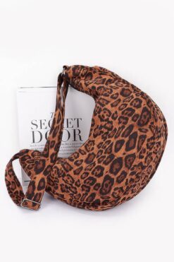 Leopard Faux Suede Crossbody Bag — Double Front Pockets