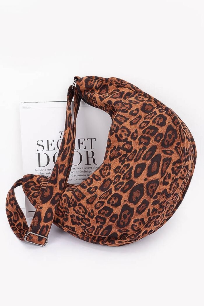 Faux suede double pockets crossbody bag