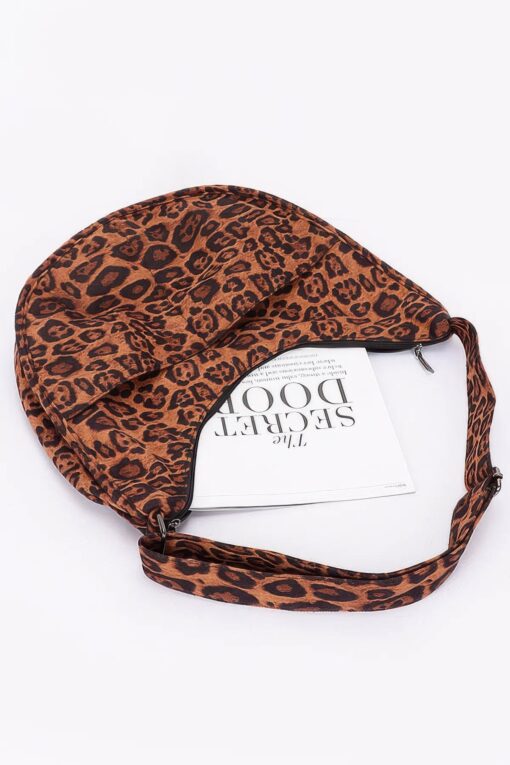 Leopard Faux Suede Crossbody Bag — Double Front Pockets - Image 4