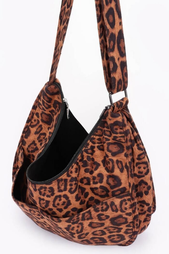 Faux suede double pockets crossbody bag