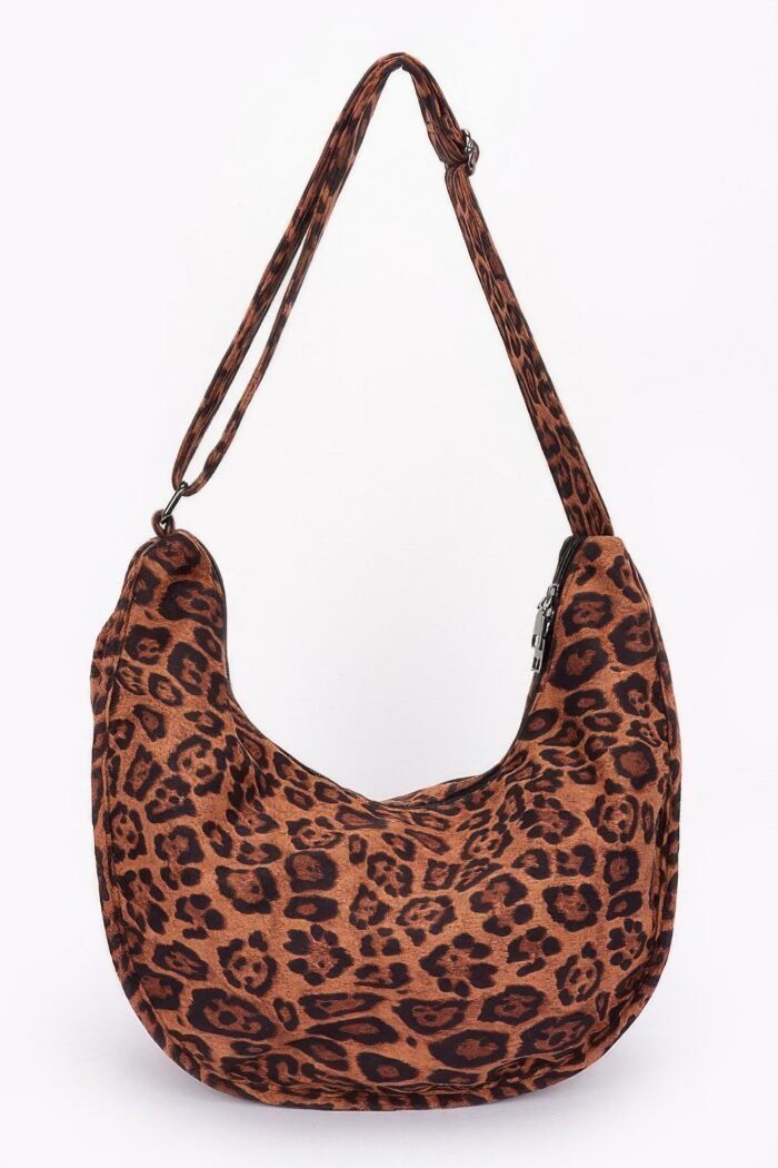 Faux suede double pockets crossbody bag
