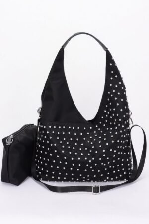 rhinestone shoulder bag with matching purse