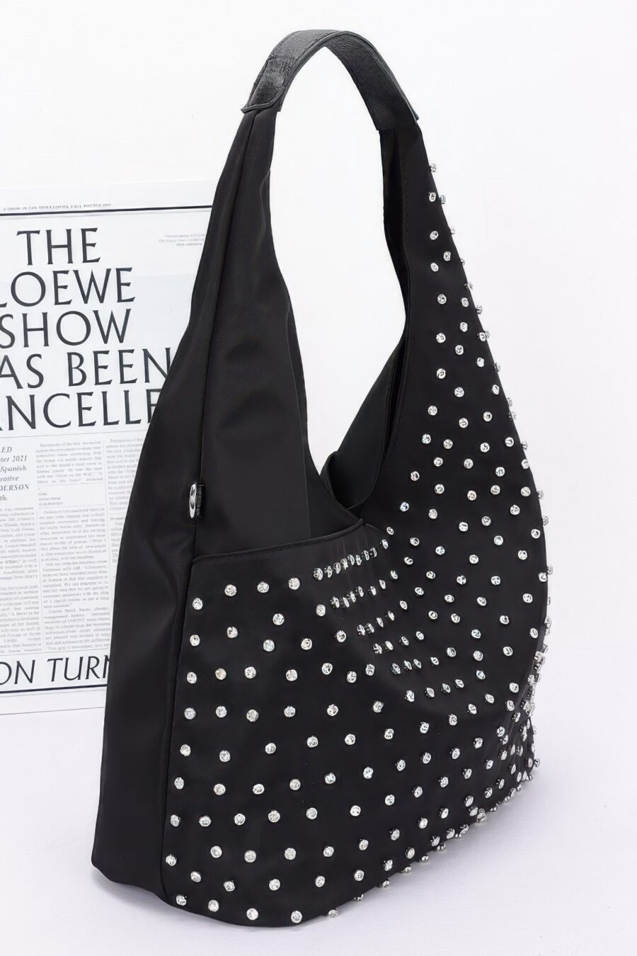 Rhinestone studded bindle bag