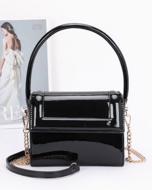 Enamel Top Handle Flap Bag