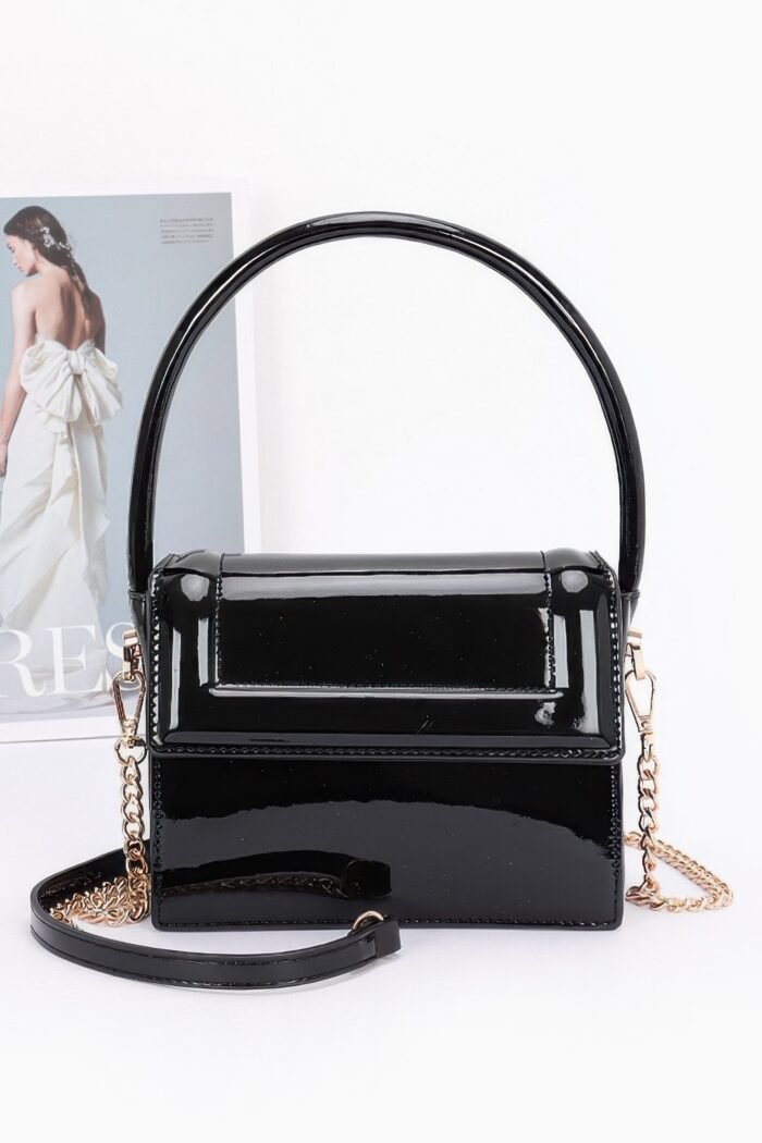 Enamel top handle flap bag