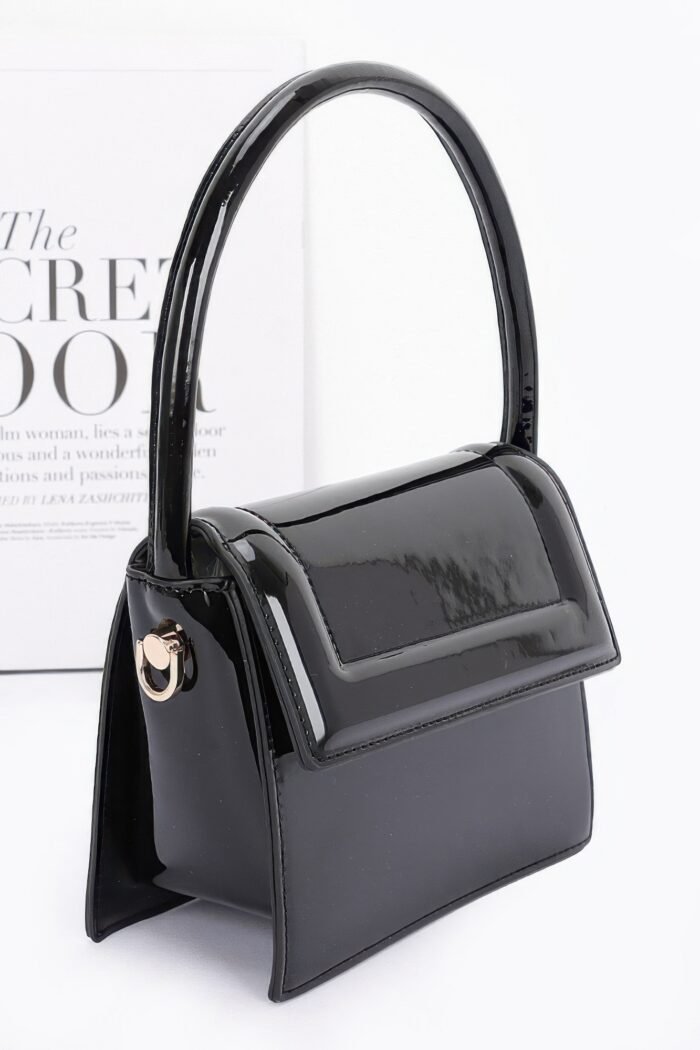 Enamel top handle flap bag