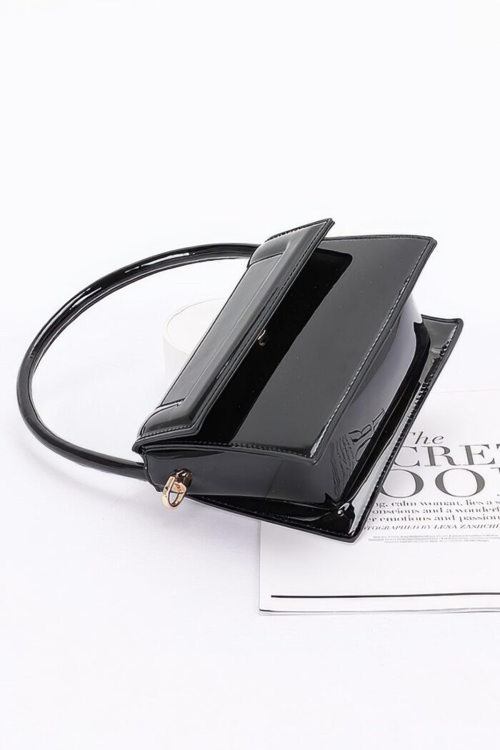 Enamel top handle flap bag