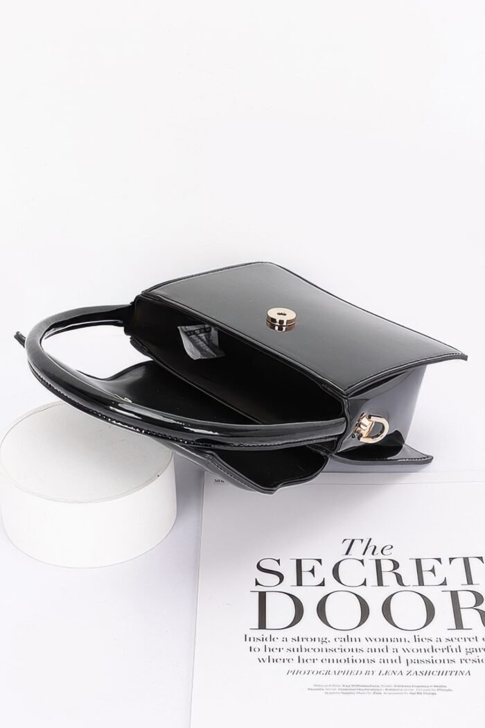 Enamel top handle flap bag