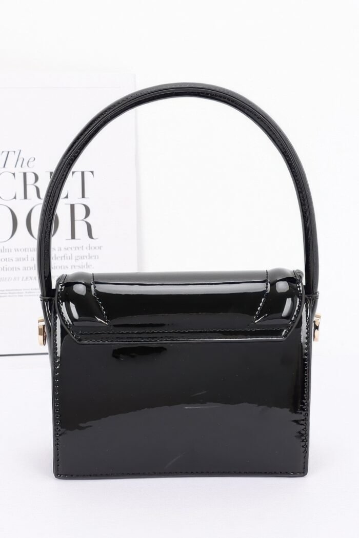 Enamel top handle flap bag