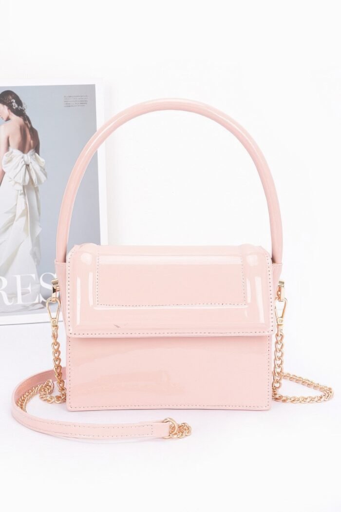 Enamel top handle flap bag