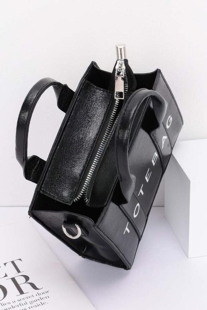 Metallic Faux Leather Tote Bag - Image 3