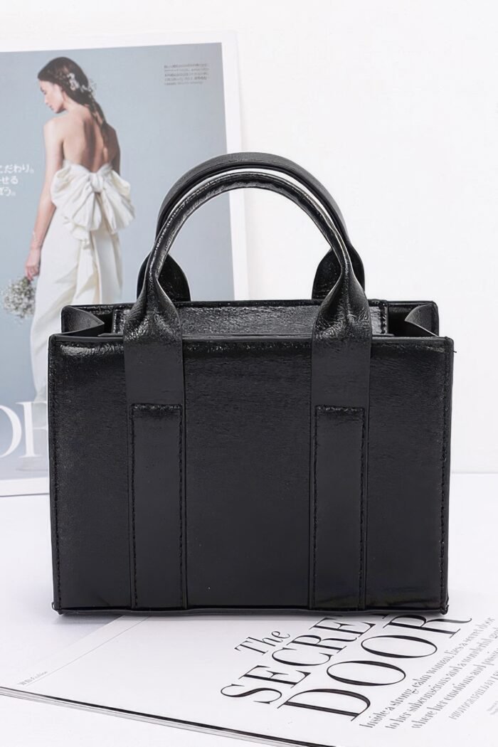 Metallic Faux Leather Tote Bag - Image 5
