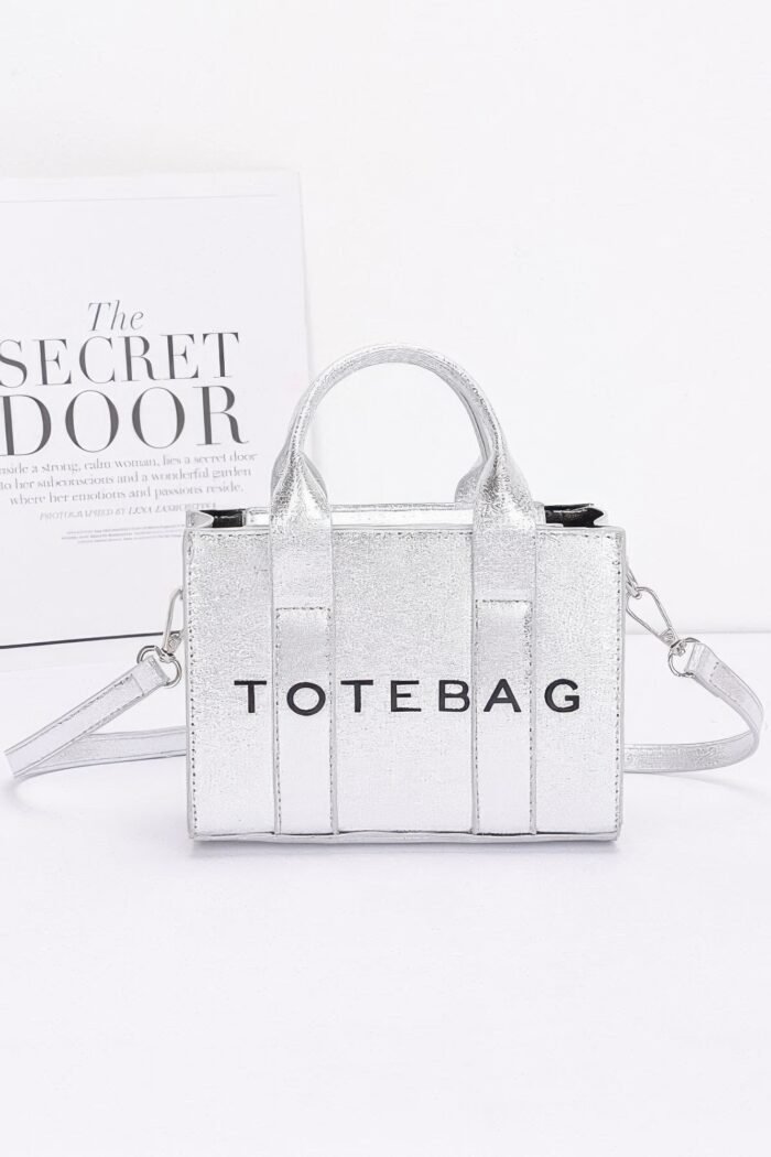 Metallic Faux Leather Tote Bag - Image 7