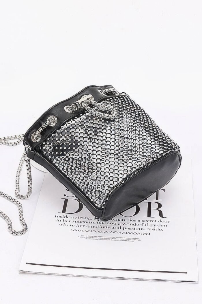 Rhinestone mesh tube bag