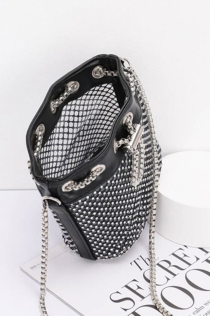 Rhinestone mesh tube bag