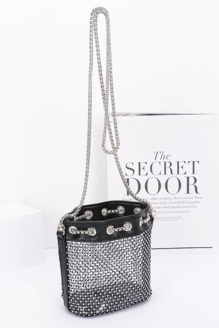 Rhinestone mesh tube bag