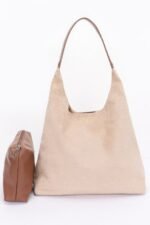 Faux Suede Bindle Bag W/ Pouch
