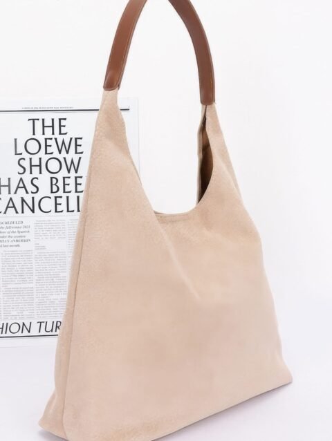 Faux Suede Bindle Bag W/ Pouch