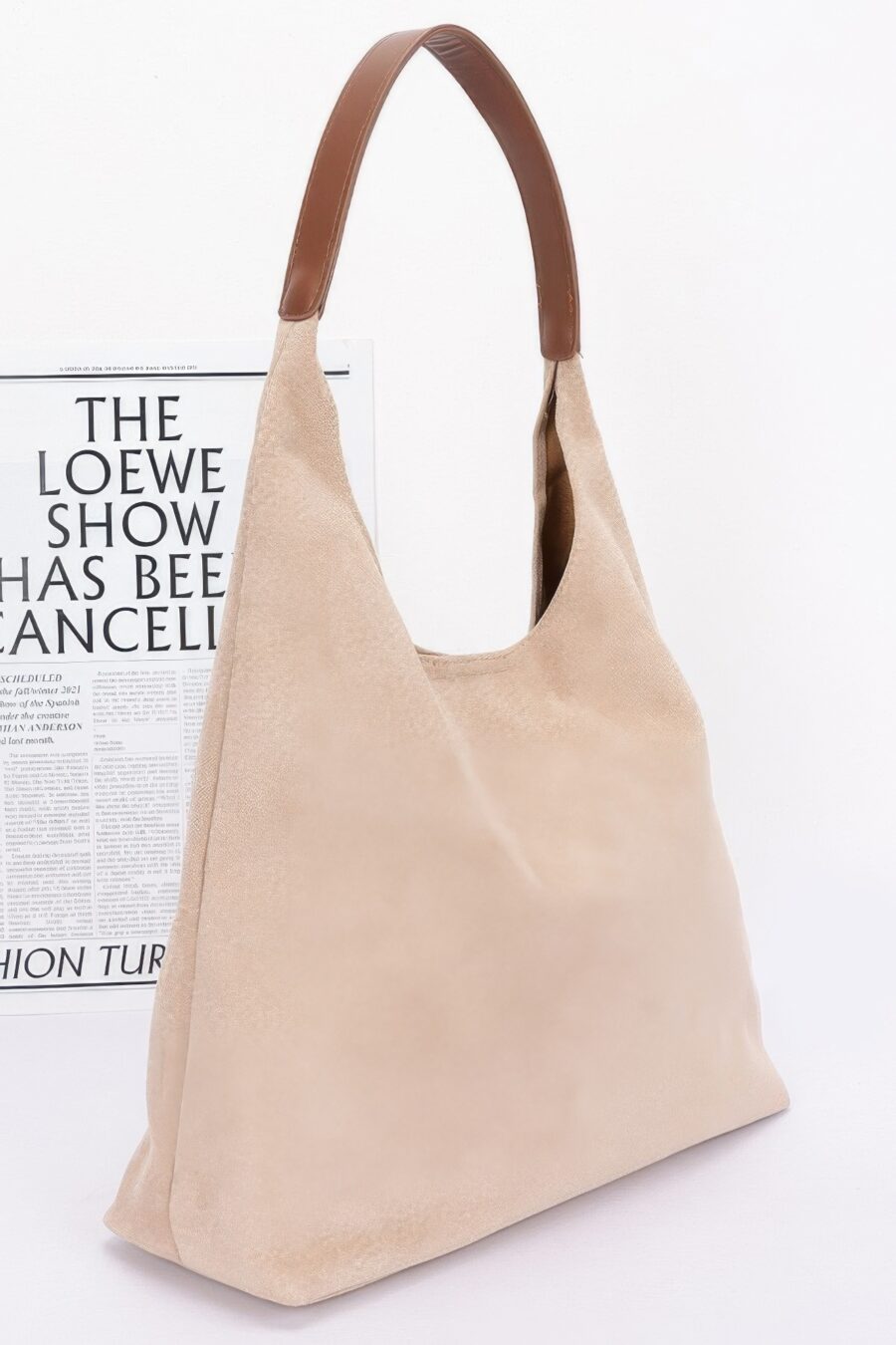 Faux suede bindle bag w/ pouch