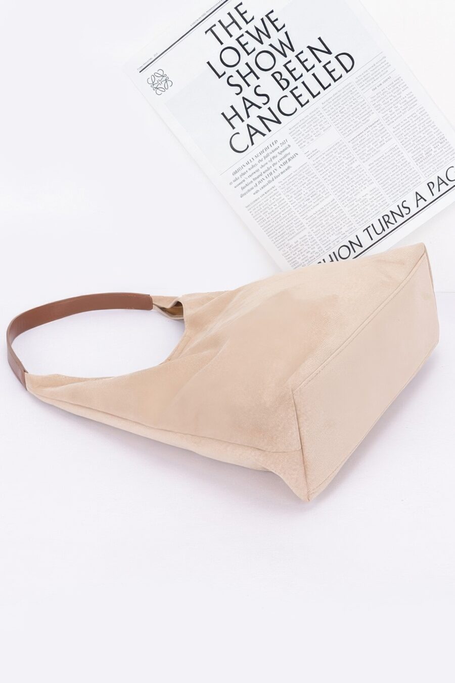 Faux suede bindle bag w/ pouch