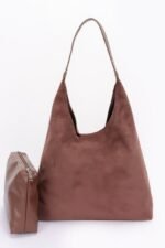 Faux Suede Bindle Bag W/ Pouch - Image 5