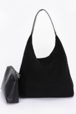 Faux Suede Bindle Bag W/ Pouch - Image 7
