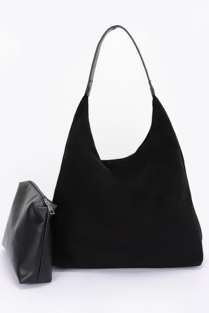 Faux suede bindle bag w/ pouch - image 7