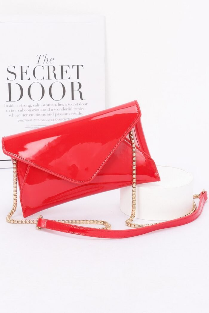 Enamel envelope clutch