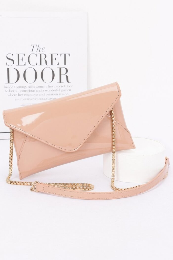 Enamel envelope clutch