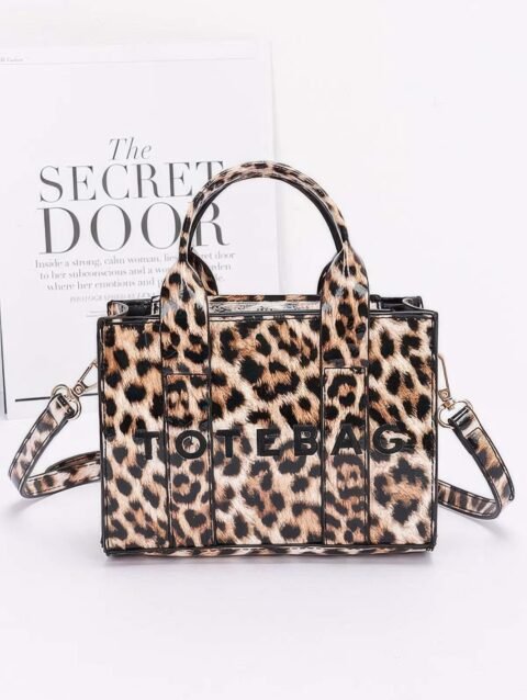 Leopard Patent Faux Leather Tote Bag