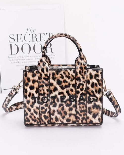 Leopard Patent Faux Leather Tote Bag