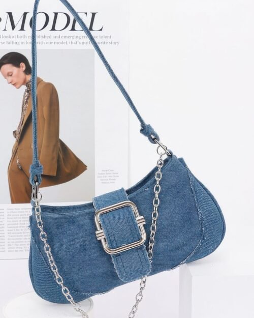 Faux Denim Handle Bag