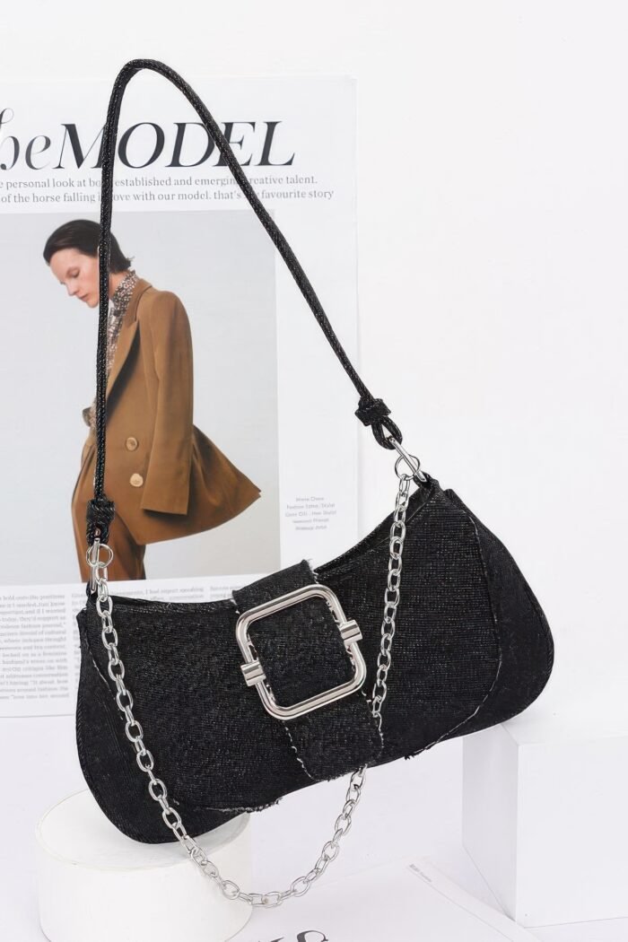 Faux denim handle bag