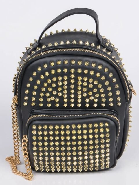Studded Backpack With Chain Zippier