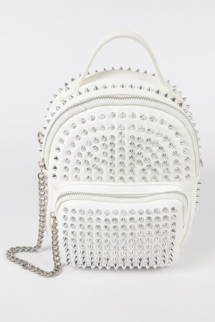Studded backpack with chain zippier
