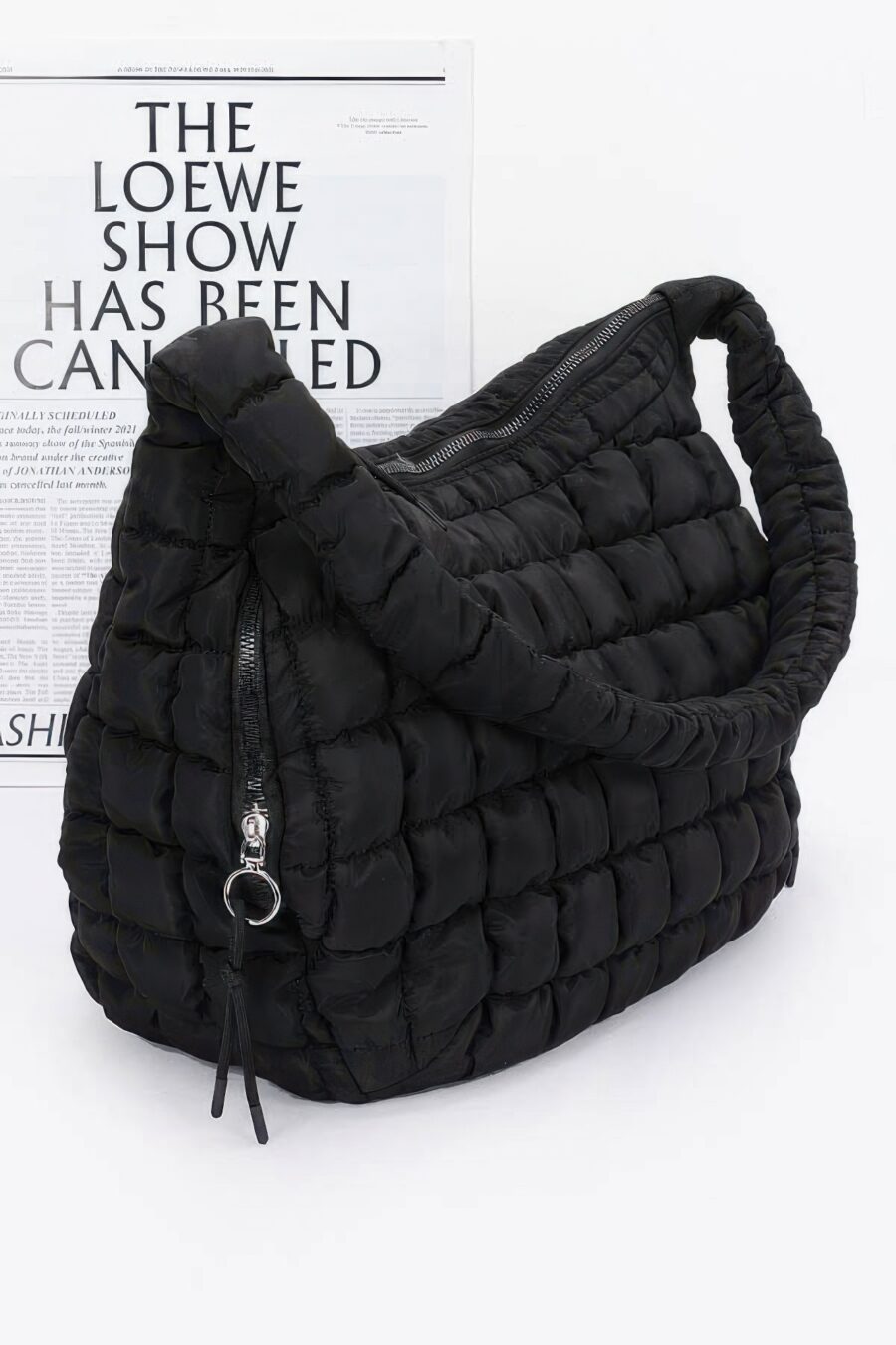 Quilted nylon padded crossbody bag