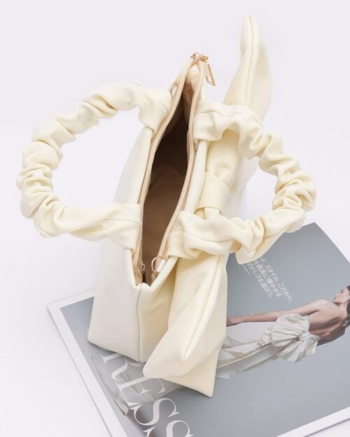 nylon top handle bag with bow front clutch